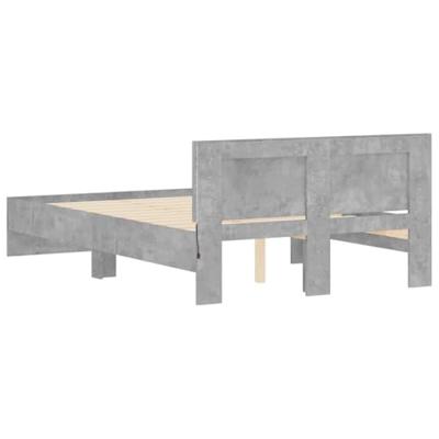 Bedframe met hoofdeinde en LED betongrijs 140x190 cm