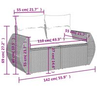 9-delige Loungeset met kussens poly rattan beige - thumbnail