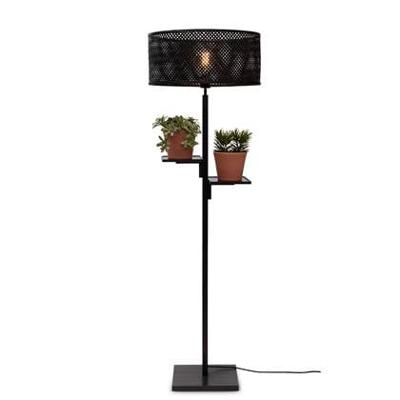 GOOD&MOJO Vloerlamp 'Java' Met 2 plankjes, Bamboe, 158cm, kleur Zwart