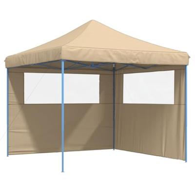 Partytent inklapbaar pop-up met 2 zijwanden beige - thumbnail