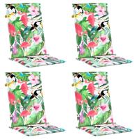 Stoelkussens 4 st hoge rug stof meerkleurig - thumbnail