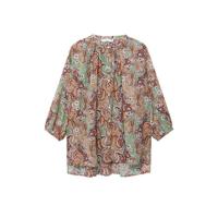 Mango oversized blouse met all over print bruin/groen - thumbnail