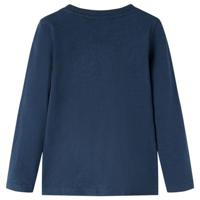 Kindershirt met lange mouwen voetbalprint 104 gemleerd marineblauw - thumbnail