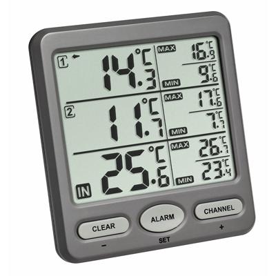 TFA Dostmann TRIO 30.3062.10 Draadloze thermometer Antraciet TFA Dostmann TRIO 30.3062.10 Draadloze thermometer Antraciet