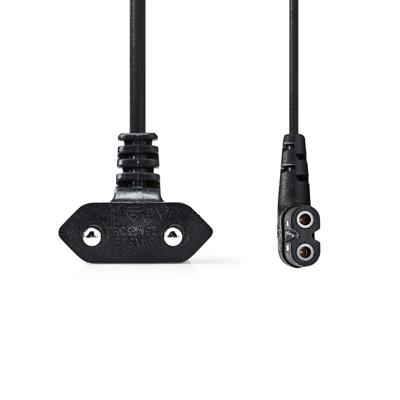 Nedis Stroomkabel | Euro Male | IEC-320-C7 | Gehoekt | Links Gehoekt | Vernikkeld | 5.00 m | Plat | PVC | Zwart | Label - CEGL11055BK50