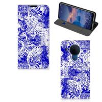 Mobiel BookCase Nokia 5.4 Angel Skull Blauw - thumbnail