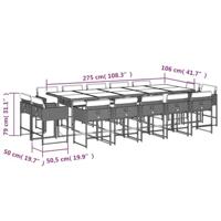 15-delige Tuinset met kussens poly rattan zwart - thumbnail