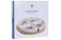 Set voor voorgerechtjes DKD Home Decor 21,5 x 21,5 x 1 cm Rood Blauw Wit Keramiek Mediterrane Huizen - thumbnail