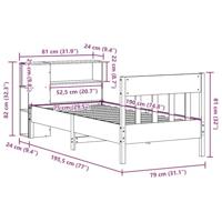 Bed met boekenkast zonder matras massief grenenhout 75x190 cm - thumbnail