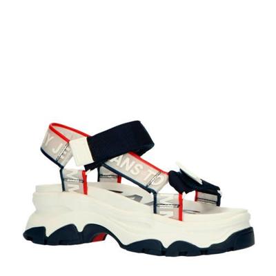 Tommy Jeans Pop Color Hybrid Sandal plateau sandalen wit/blauw