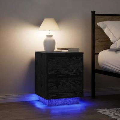 Nachtkastjes met LED-verlichting 2 st 38x34x50 cm zwart