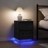 Nachtkastjes met LED-verlichting 2 st 38x34x50 cm zwart - thumbnail