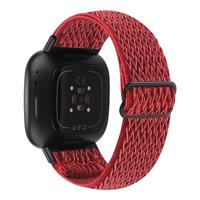 Fitbit Versa 3/4 & Sense 1/2 Nylon loop bandje - Rood - thumbnail