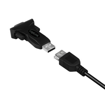 LogiLink Adapter Serieel [1x USB-A 2.0 stekker - 1x RS232-stekker] 0 mm Zwart