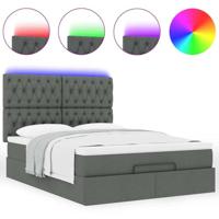 Ottoman bed met matras en LED's 140x200cm stof donkergrijs - thumbnail