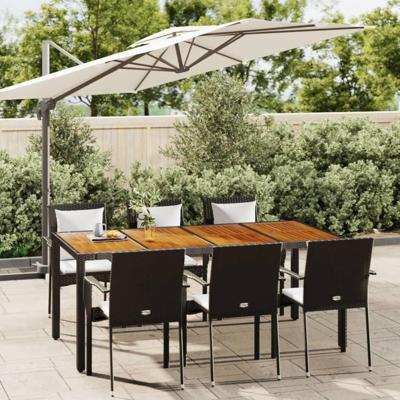 7-delige Tuinset met kussens poly rattan zwart