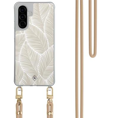 Samsung Galaxy A26 hoesje met beige koord - Palm leaves beige Samsung Galaxy A26 hoesje met beige koord - Palm leaves beige