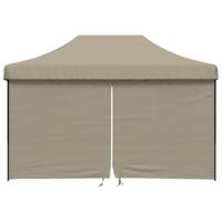 VidaXL Partytent inklapbaar pop-up met 4 zijwanden taupe - thumbnail