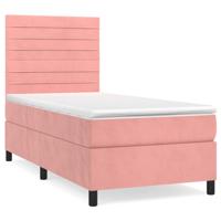 Boxspring met matras fluweel roze 90x190 cm - thumbnail