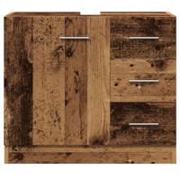 Wastafelkast 63x30x54 cm bewerkt hout oud houtkleurig - thumbnail