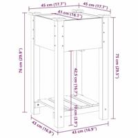 VidaXL Tuin bloempot beige 45 x 45 x 76,5 cm massief vurenhout - thumbnail