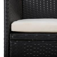 3-delige Tuinset poly rattan en gehard glas zwart - thumbnail