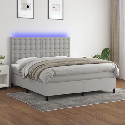 Boxspring met matras en LED stof lichtgrijs 160x200 cm