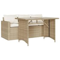 2-delige Tuinset met kussens poly rattan beige - thumbnail