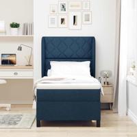 Boxspringbed met matras stof blauw 100x200 cm - thumbnail