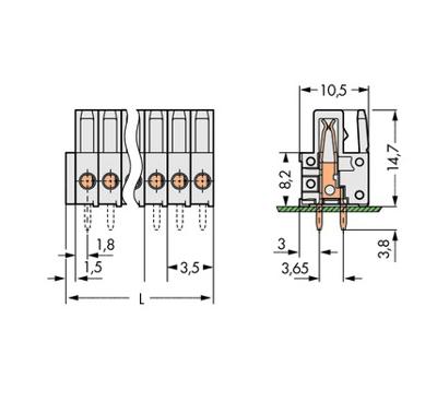 WAGO 734-463 Female behuizing (board) 734 Totaal aantal polen: 3 Rastermaat: 3.50 mm Inhoud: 200 stuk(s)
