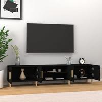 Tv-meubel 180x31,5x40 cm bewerkt hout zwart - thumbnail