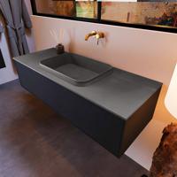 Badkamermeubelset Mondiaz Erin 120 cm met 1 Lade met RIDGE Wastafel Midden Dark grey Zonder Kraangaten Greeploos Mat Urban - thumbnail