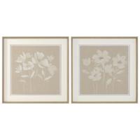 Schilderij Home ESPRIT Wit Beige Blommor Shabby Chic 62,5 X 3,8 X 62,5 CM (2 Stuks) - thumbnail