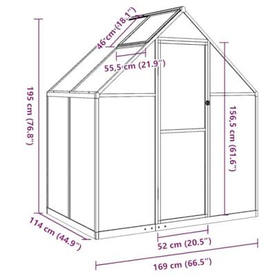 VidaXL Tuinkas met basisframe 169x114x195 cm aluminium zilverkleurig - thumbnail