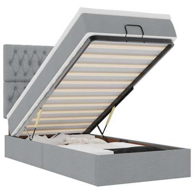 Ottoman bed met matras en LED's 100x200cm stof lichtgrijs