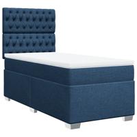 Boxspring met matras stof blauw 140x190 cm - thumbnail