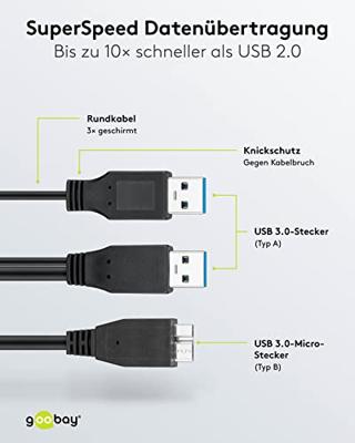 Goobay 95746 USB 3.0 Dual Power SuperSpeed kabel
