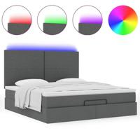 Ottoman bed met matras en LED's 180x200cm stof donkergrijs - thumbnail