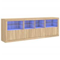 Dressoir met LED-verlichting 202x37x67 cm sonoma eikenkleurig - thumbnail