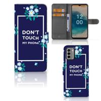 Nokia G22 Portemonnee Hoesje Flowers Blue DTMP - thumbnail