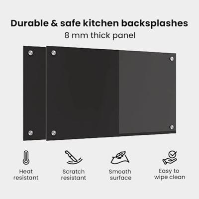 VidaXL Keuken achterwand 2 pcs zwart 70 x 40 cm gehard glas VidaXL Keuken achterwand 2 pcs zwart 70 x 40 cm gehard glas