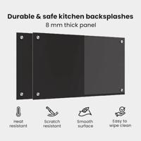 VidaXL Keuken achterwand 2 pcs zwart 70 x 40 cm gehard glas - thumbnail