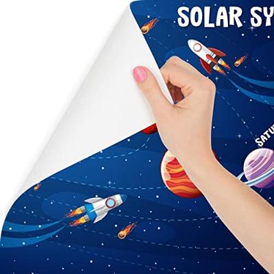 Fotobehang - Zonnestelsel met namen III, Kinderkamer, premium print, inclusief behanglijm