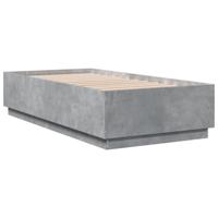 Bedframe bewerkt hout betongrijs 75x190 cm - thumbnail