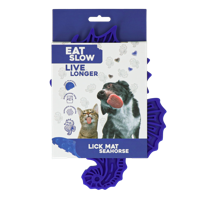 Eat Slow Live Longer Likmat zeepaardje - 22 x 16,5 cm - snuffelmat - anti-snuffelmat - slow feeder - honden en katten - 100% siliconen - met zuignappen - vaatwasmachinebestendig - blauw - thumbnail