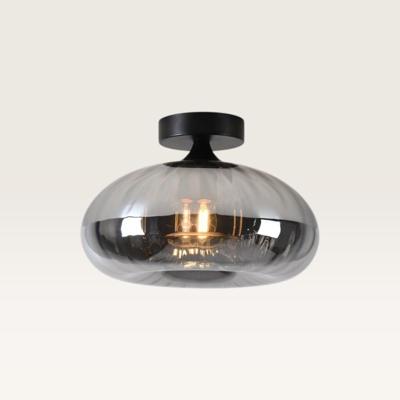 Tafellamp Xiravo vetro fumé - Gemaakt van rookglas en zwart metaal - Zonder lichtbron