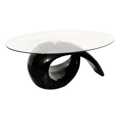 VidaXL Salontafel met ovaal glazen tafelblad hoogglans zwart