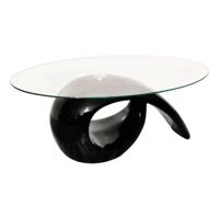 VidaXL Salontafel met ovaal glazen tafelblad hoogglans zwart - thumbnail
