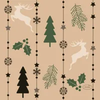 Duni 3-laags tissue servet natural yuletide 24x24cm bruin 20 stuks - thumbnail