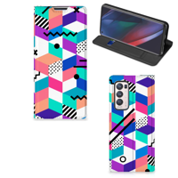 OPPO Find X3 Neo Stand Case Blokken Kleurrijk - thumbnail
